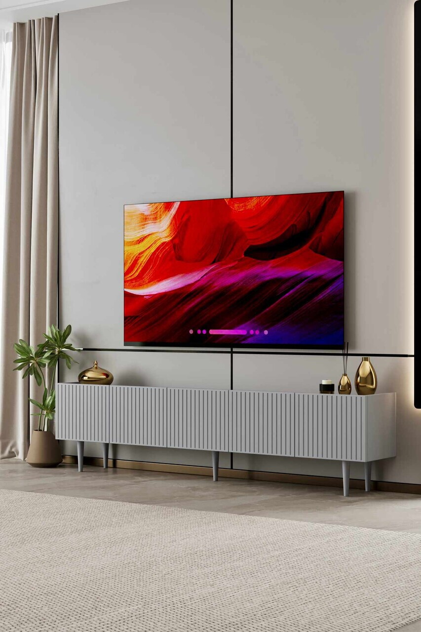 Comoda TV, Hanah Home, Capella 200, 200x50x29 cm, MDF, Gri deschis - view 2