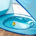 Cort de plaja cu piscina pentru copii Tenfun, InnovaGoods, cu protectie UV UPF 50+, 81 x 72 x 110 cm, albastru