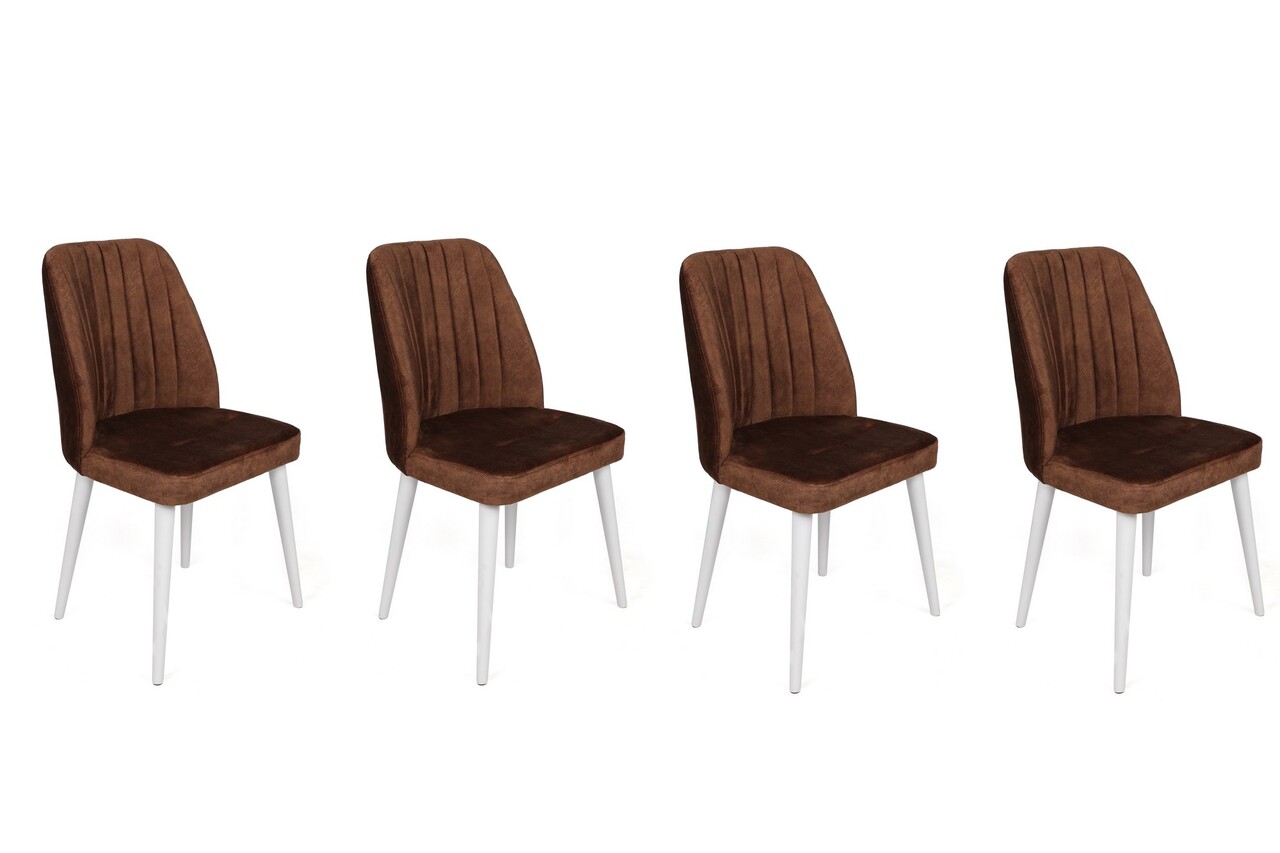Set de scaune, Nmobb, Alfa-496 V4, Metal , Maro/Alb