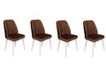 Set scaune 4 piese, Nmobb, Alfa-496 V4, Metal , Maro/Alb