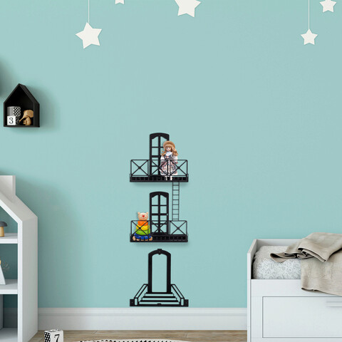 Raft de perete, Cerritos, Metal Wall Shelf 2, 42x125x16 cm, Negru Cerritos