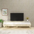 Comoda TV, Arnetti, Sona, 45x180x29 cm, PAL, Alb/Auriu