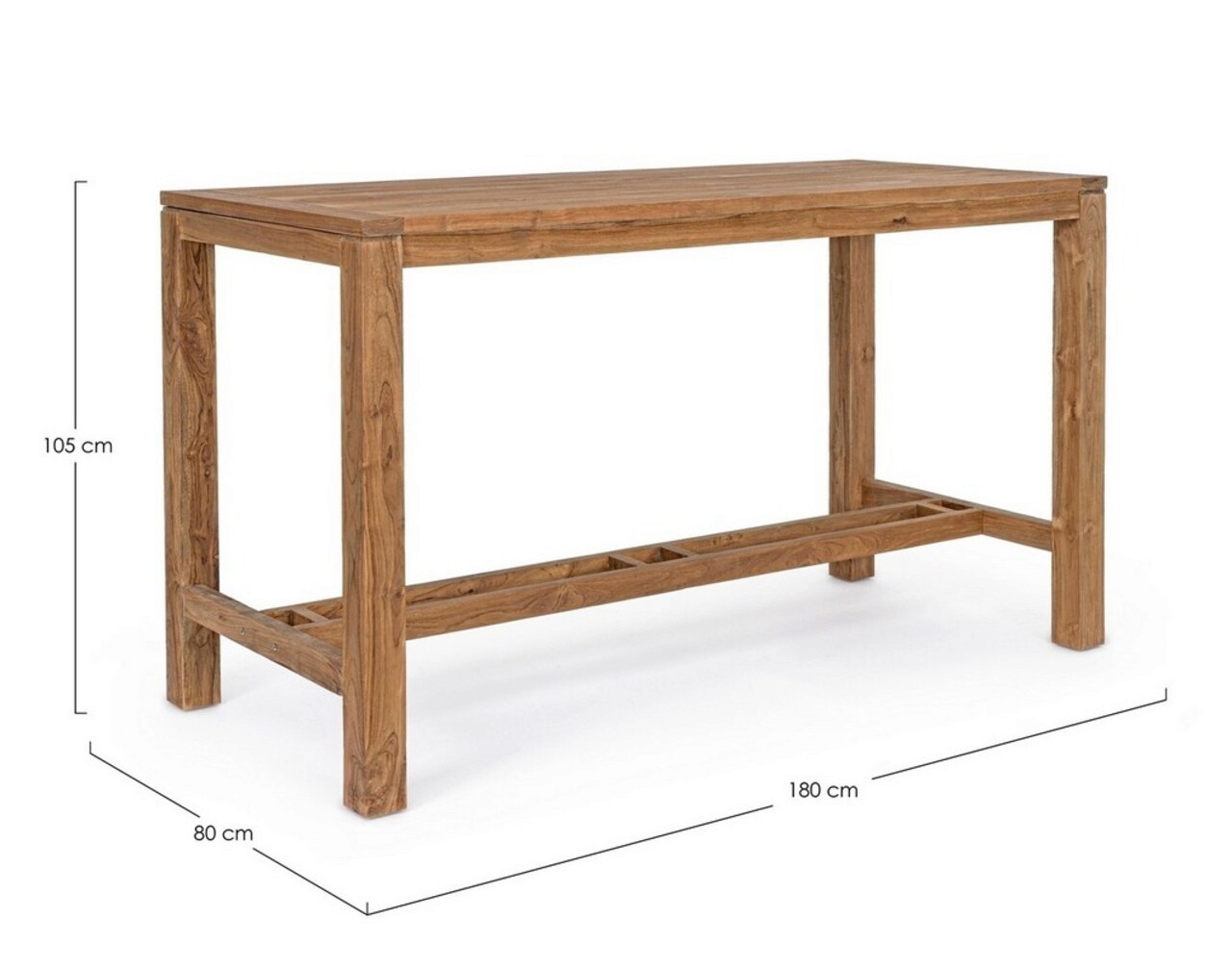 Masa de bar pentru gradina/terasa Maricruz, Bizzotto, 180 x 80 x 105 cm, lemn de tec reciclat, maro - 1 | YEO