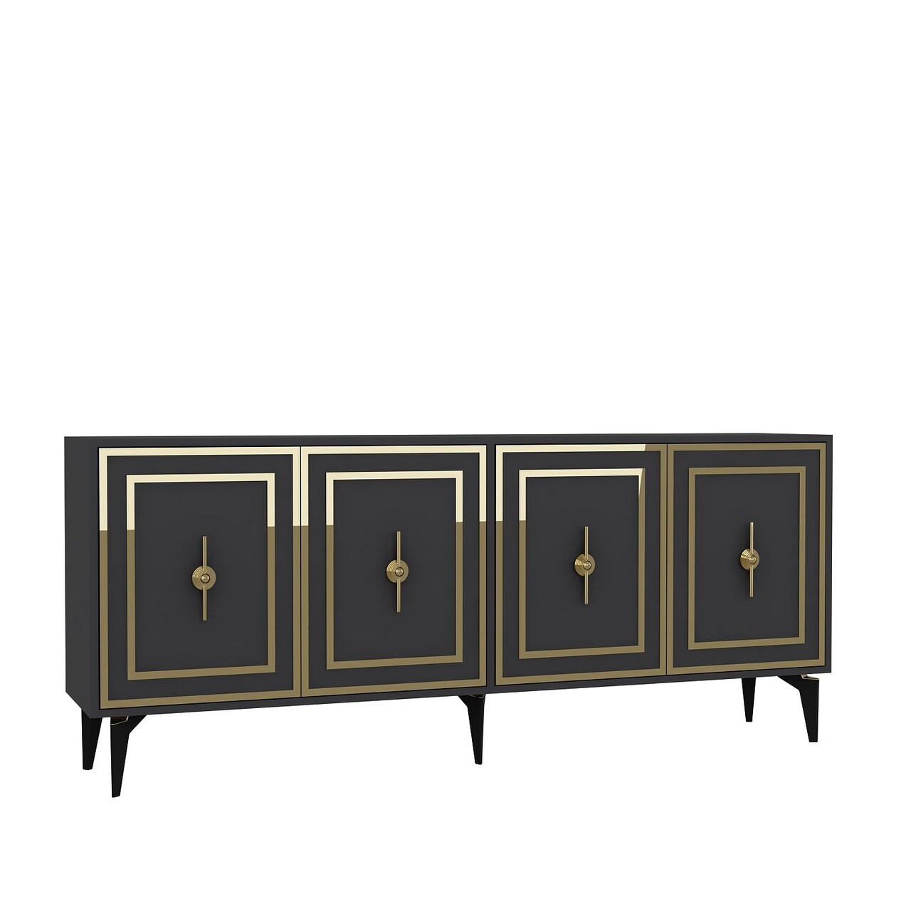 Consola, Hanah Home, Samba, 180x78.6x35 cm, PAL , Antracit / Aur - view 4