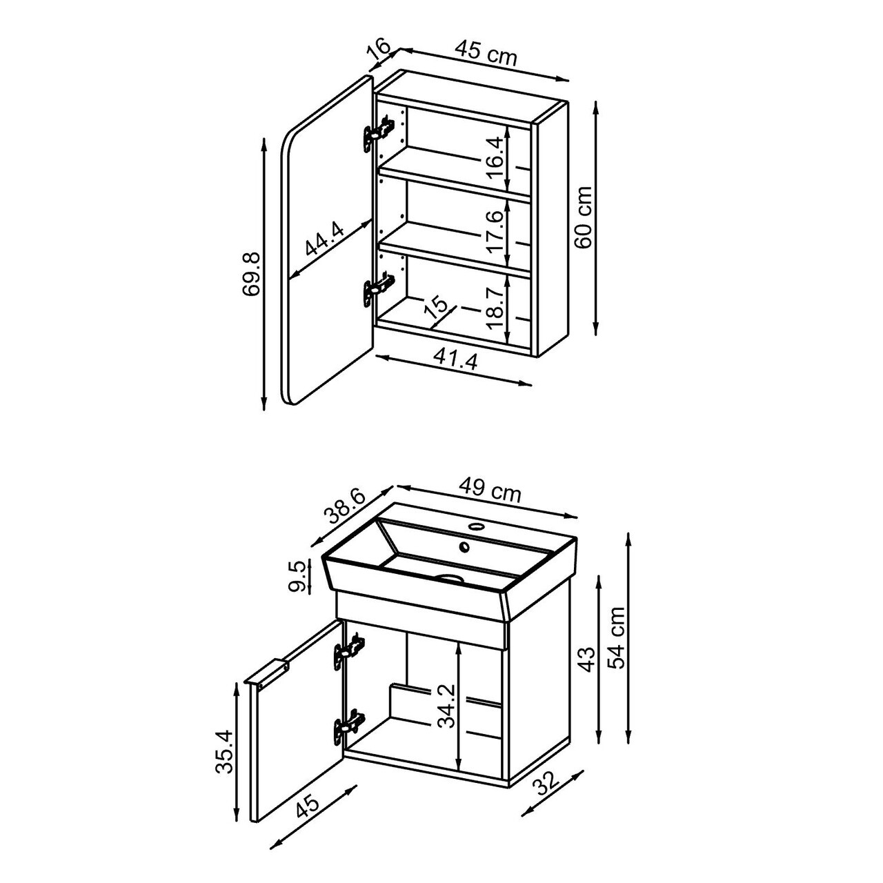 Set Dulap de Baie cu Chiuvetă și Oglindă (2 Piese), Hanah Home, 2935, MDF, Gresie — imaginea 7