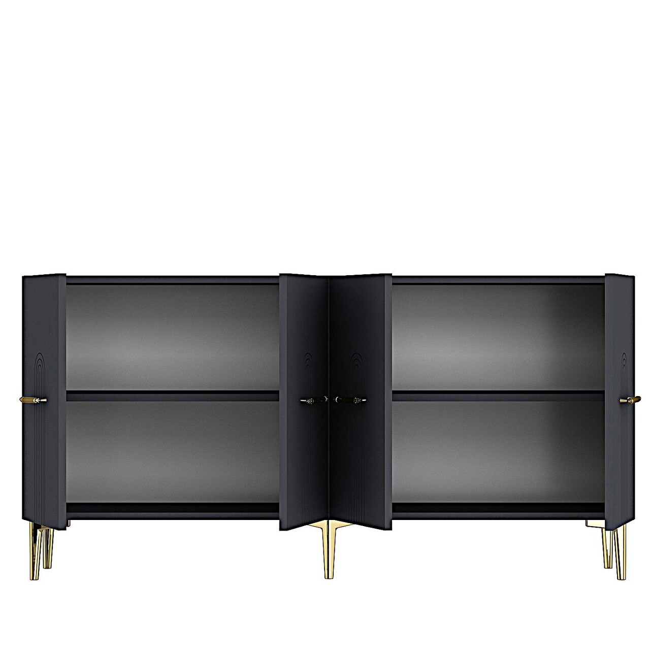 Consola, Hanah Home, Ida 150, 150x75x32 cm, Antracit / Aur - view 8