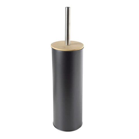 Perie de toaleta cu suport Scandic, Jotta, Ø9.1 x 26 cm, otel/bambus, negru Jotta
