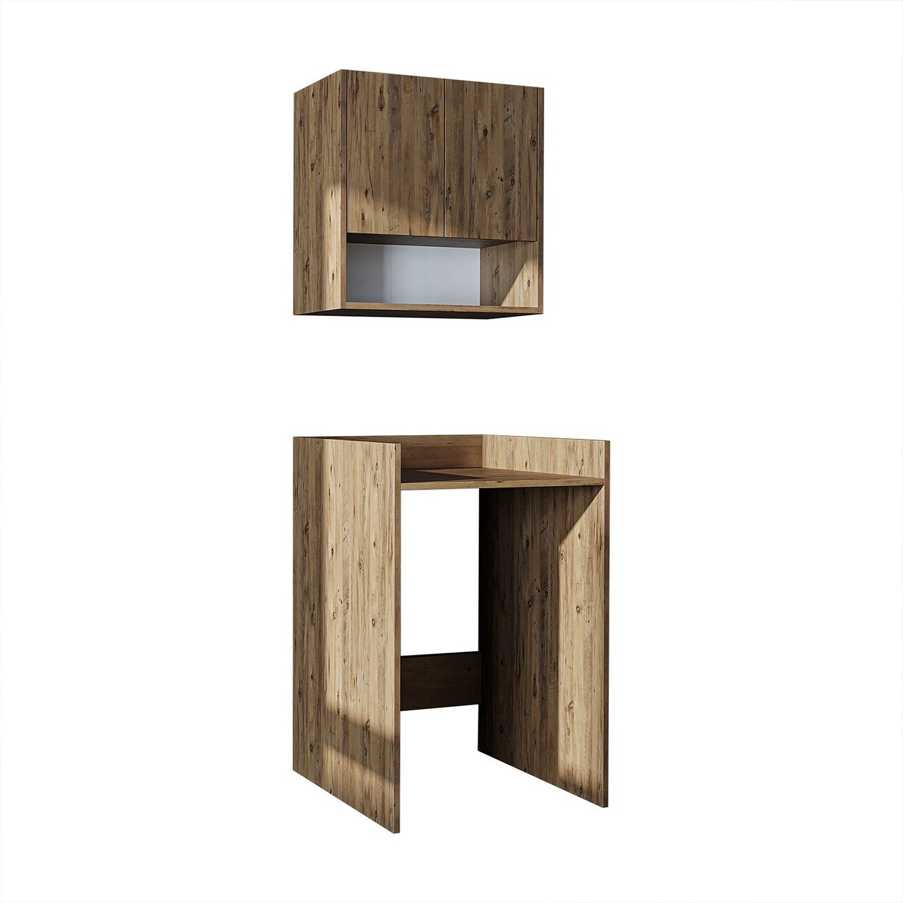 Set mobilier de baie (2 piese), Hanah Home, 2811, PAL MELAMINAT, Maro — imaginea 5