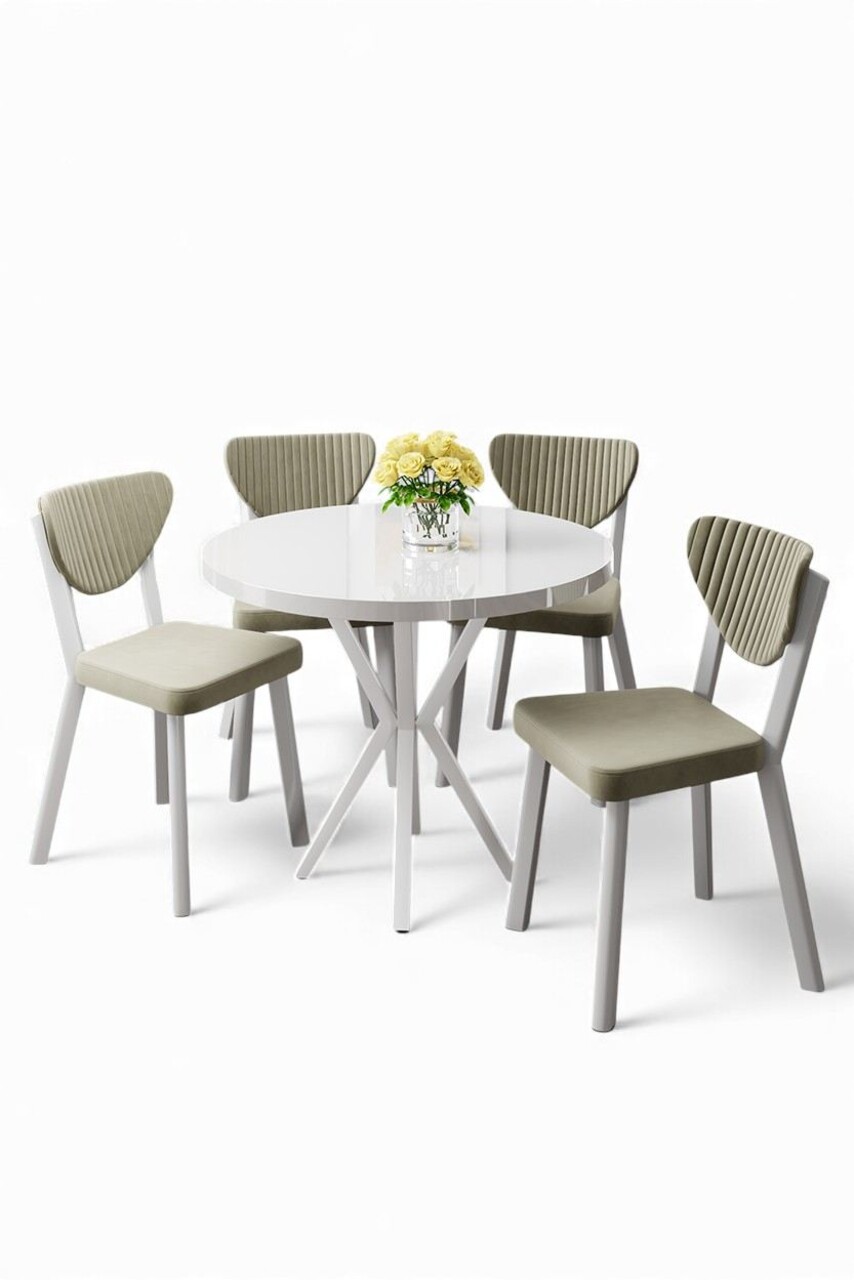 Set masă și scaune (5 bucăți), Hanah Home, Agnes, Alb / Crem - view 2