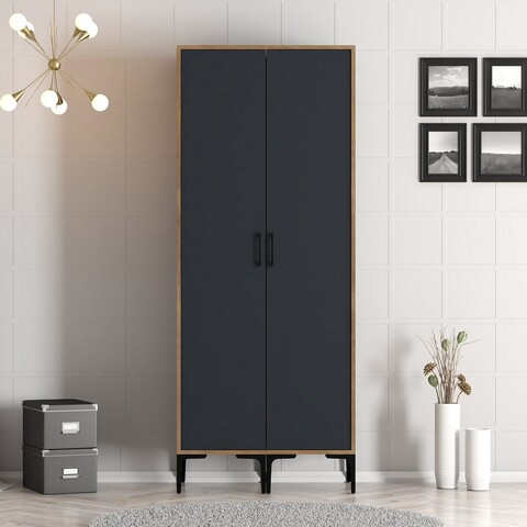 Dulap pentru haine, Hommy Craft, Kumsal SS, 80x47.5x201.4 cm, PAL, Nuc / Antracit