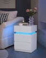 Noptiera 3 sertare si iluminare LED, Vasagle. 40x35x55 cm, MDF, alb