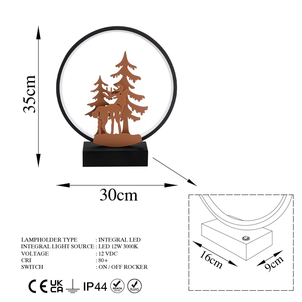 Lampa de masa, Shadow, 526SHD1138, Metal, Negru/Cupru