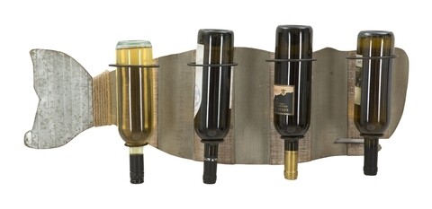 Suport pentru sticle de vin balena, mauro ferretti, 4 sticle, 80 x 25 cm, fier/mdf