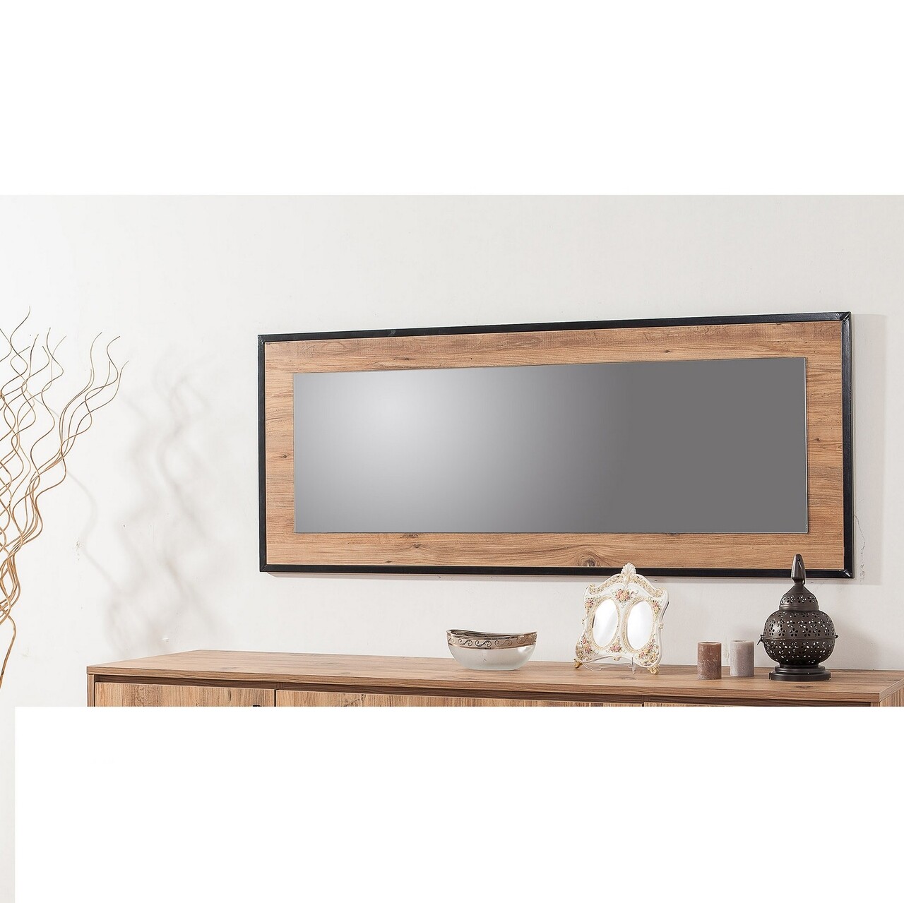 Oglinda decorativa Quantum Idea, Sapphire, 150x60 cm, natural/negru
