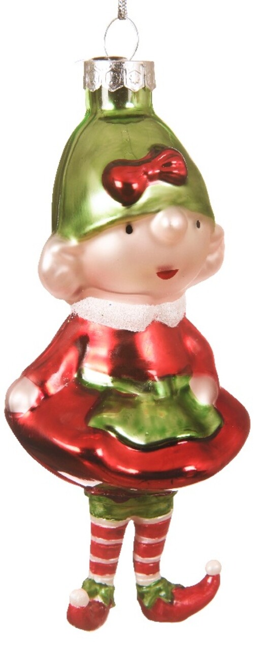 Glob Elf w hat green, Decoris, 5.1x5.1x13.3 cm, sticla, multicolor
