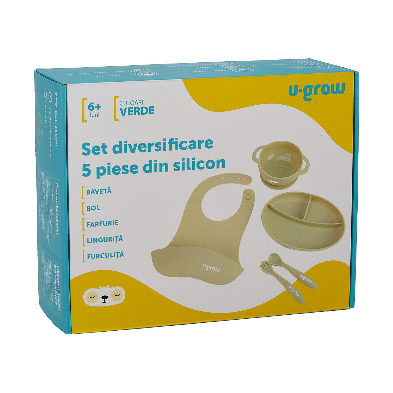 Set diversificare U-grow, 5 piese, silicon, verde - imagine 6