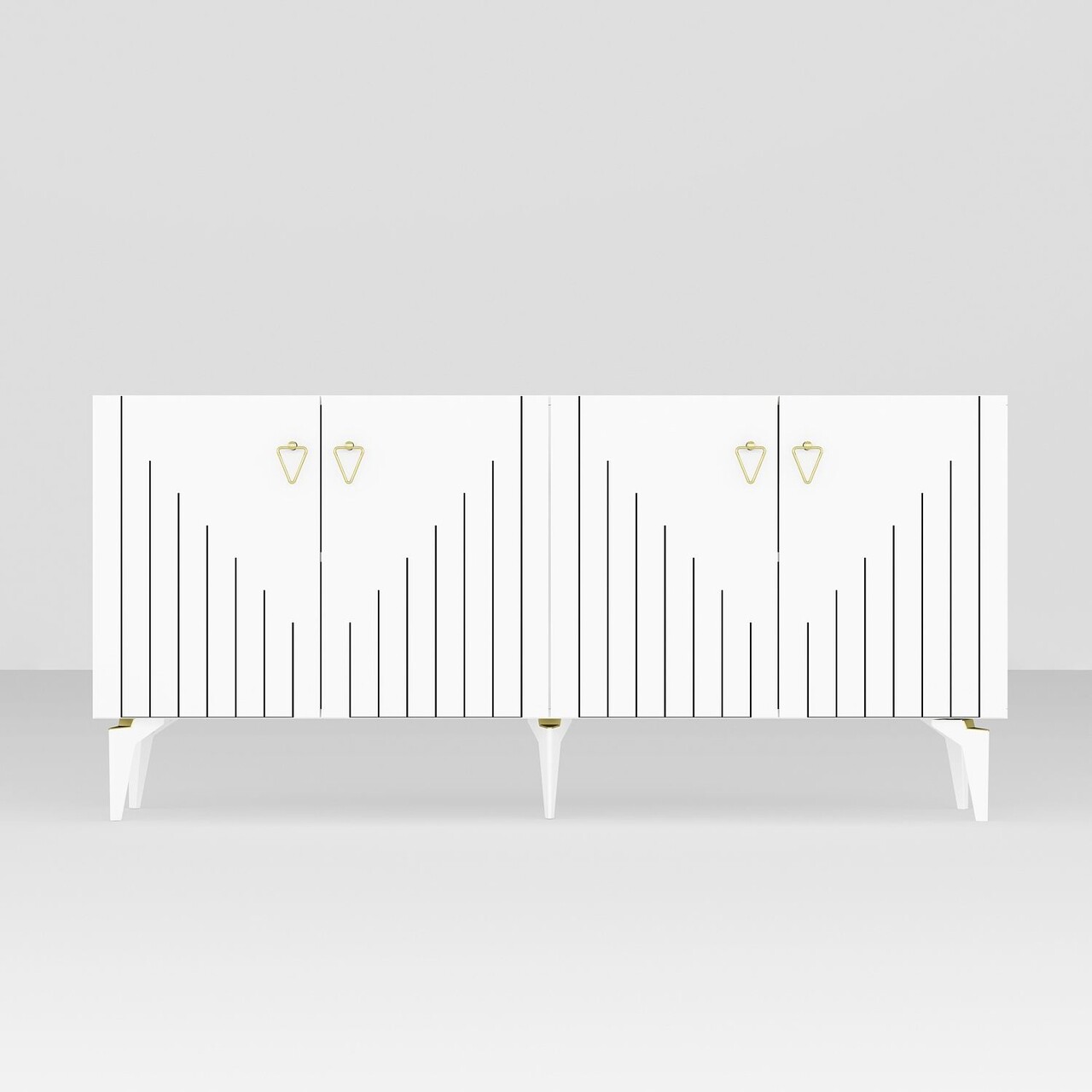 Consola, Hanah Home, Meda, 150x79x40 cm, PAL , Alb/Auriu - view 4