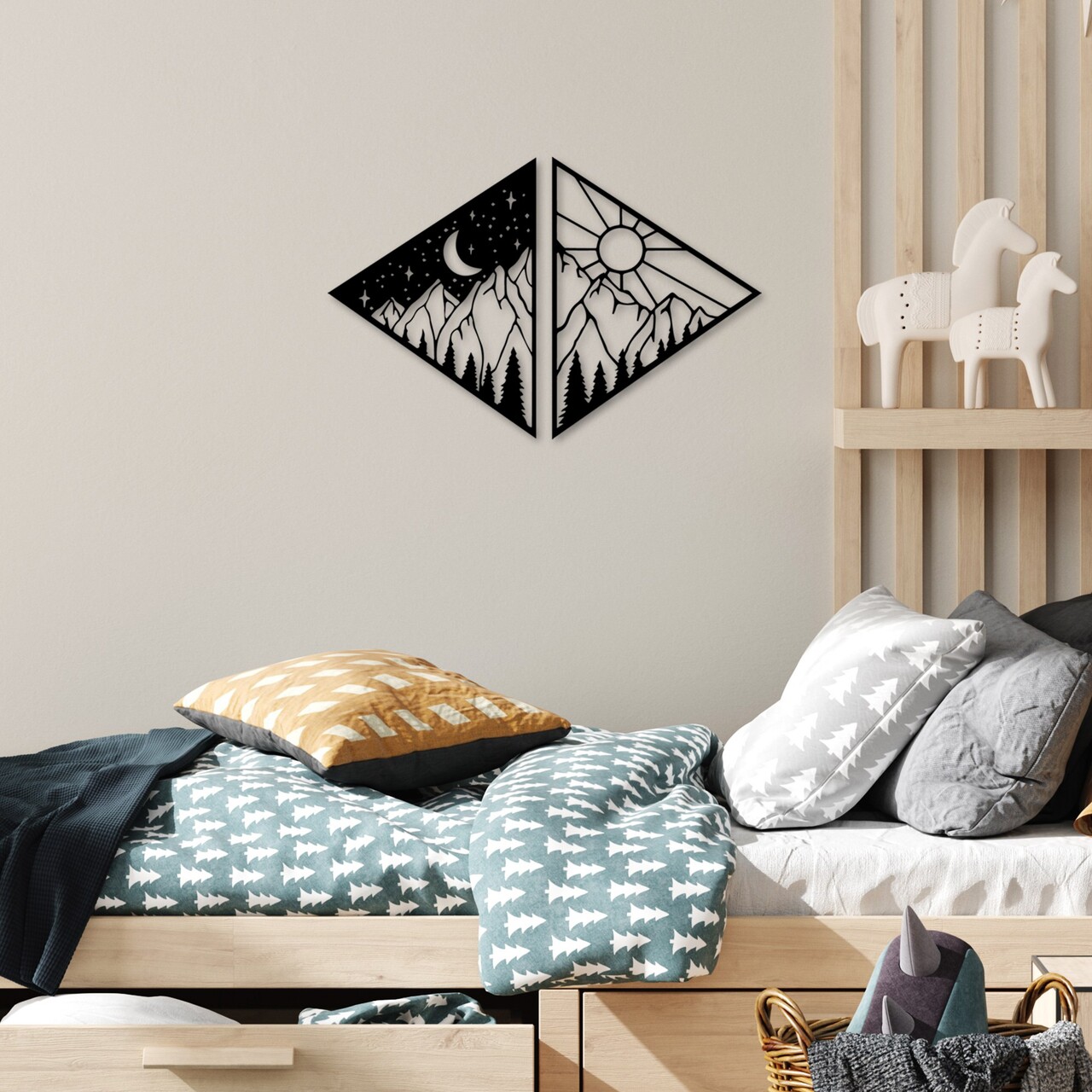 Decoratiune de perete, Day &amp; Night, Dimensiuni: 63 x 41 cm , Negru - view 3