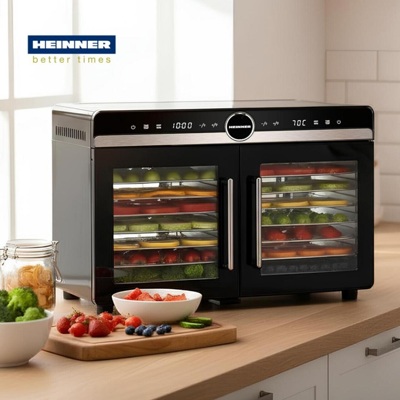 Deshidrator fructe si legume DualDry Elite, Heinner, 1200-1400W, argintiu/negru - view 2