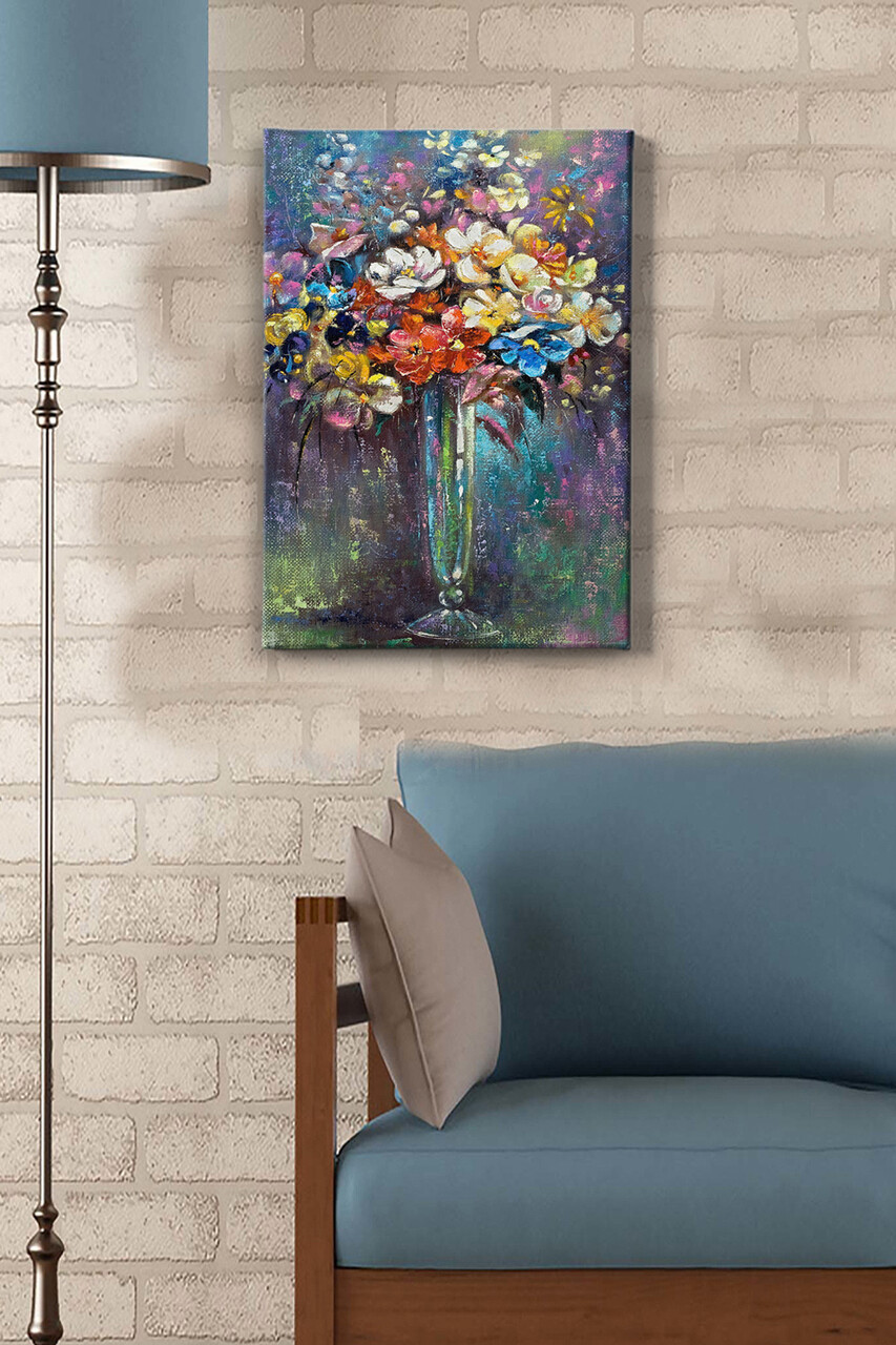 Tablou decorativ Kanvas Tablo (50 x 70) Cadru: 100% LEMN (grosime: 3 cm) Multicolor