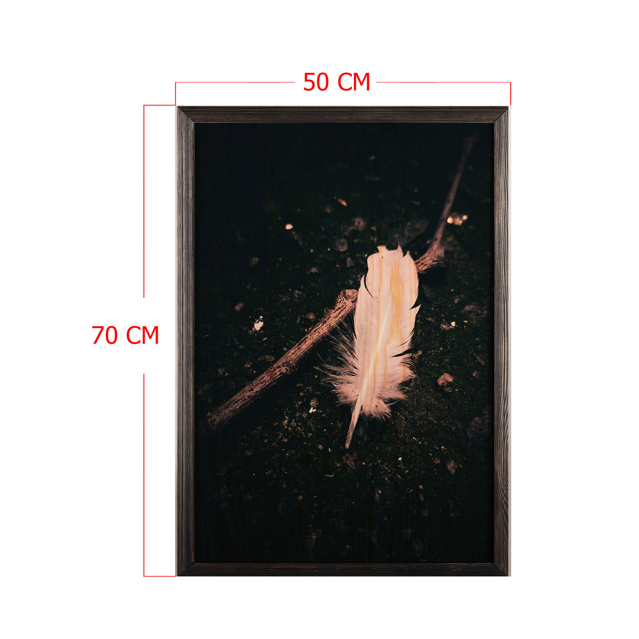 Tablou decorativ, White Feather XL, Lemn, Lemn, Multicolor