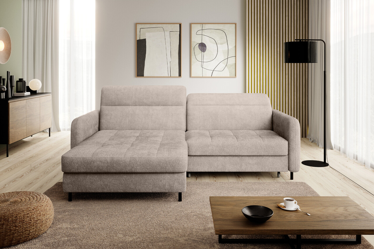 Coltar extensibil stanga 3 locuri ELTAP, LT-18TOU, Gomsi, 228x165x100 cm, lemn/poliester, bej - 1 | YEO