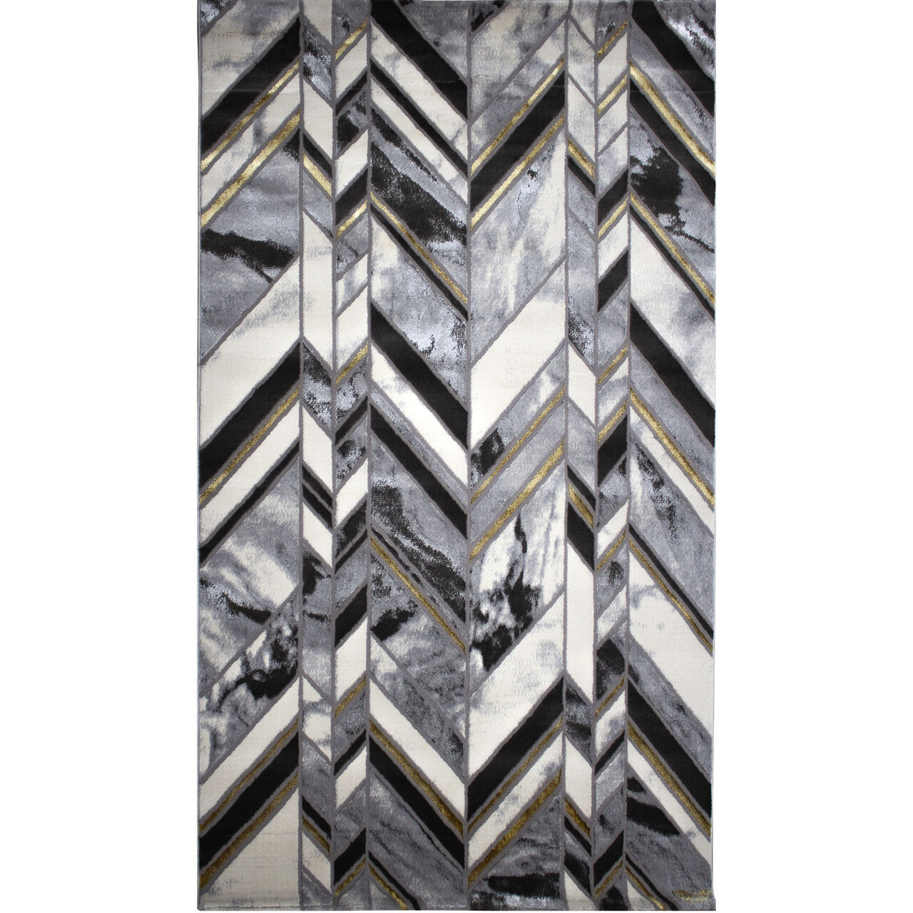 Covor, HE257 , 150x230 cm, Polipropilena, Alb / Negru / Gri / Auriu - 3 | YEO
