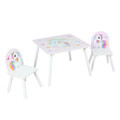 Set birou cu 2 scaune Unicorns, U-Grow, 60x60x44 cm / 26.8x26.8x51 cm, MDF/textil, alb/roz