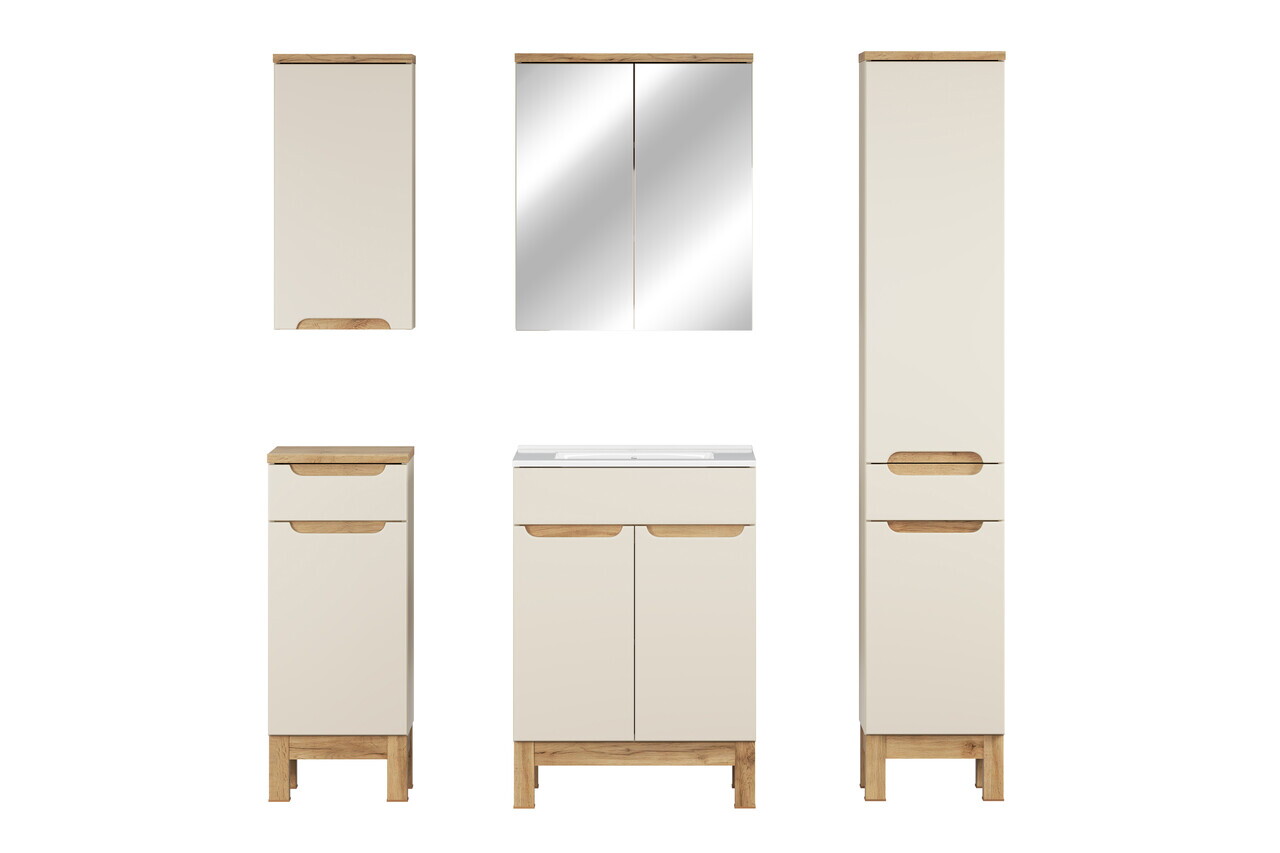 Set mobilier baie Bali Cashmere Lava 60 cm HC MC, dulapuri, oglinda si masca cu lavoar, Comad, MDF/PAL, casmir - view 3