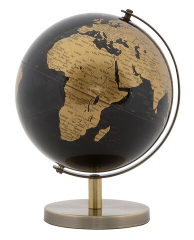 Decoratiune Globe Bronze, Mauro Ferretti, Ø13 x 17 cm, plastic/fier, negru/bronz Mauro Ferretti