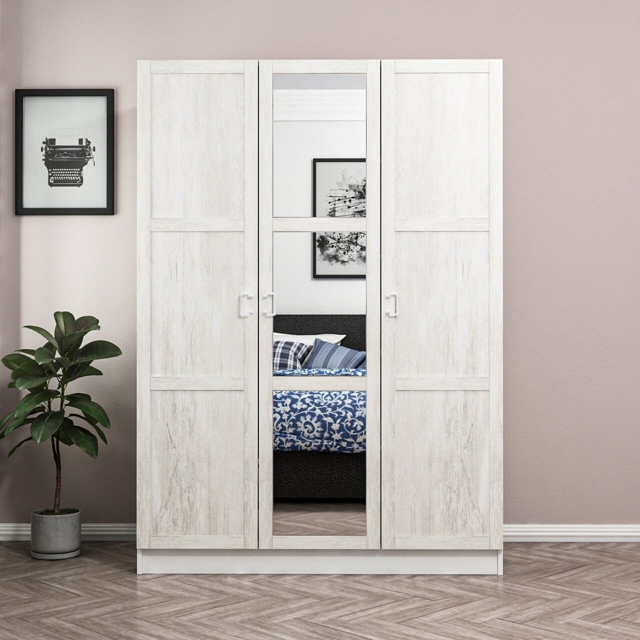 Dulap pentru haine, Minerva, Kale White, 135x190x52 cm, PAL, Alb - 1 | YEO
