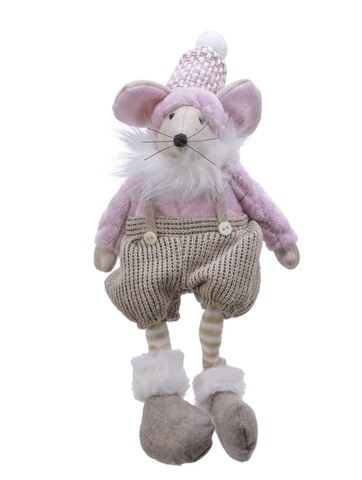 Decoratiune Mouse in pants w dangling legs, Decoris, 13x7x33 cm, poliester, multicolor
