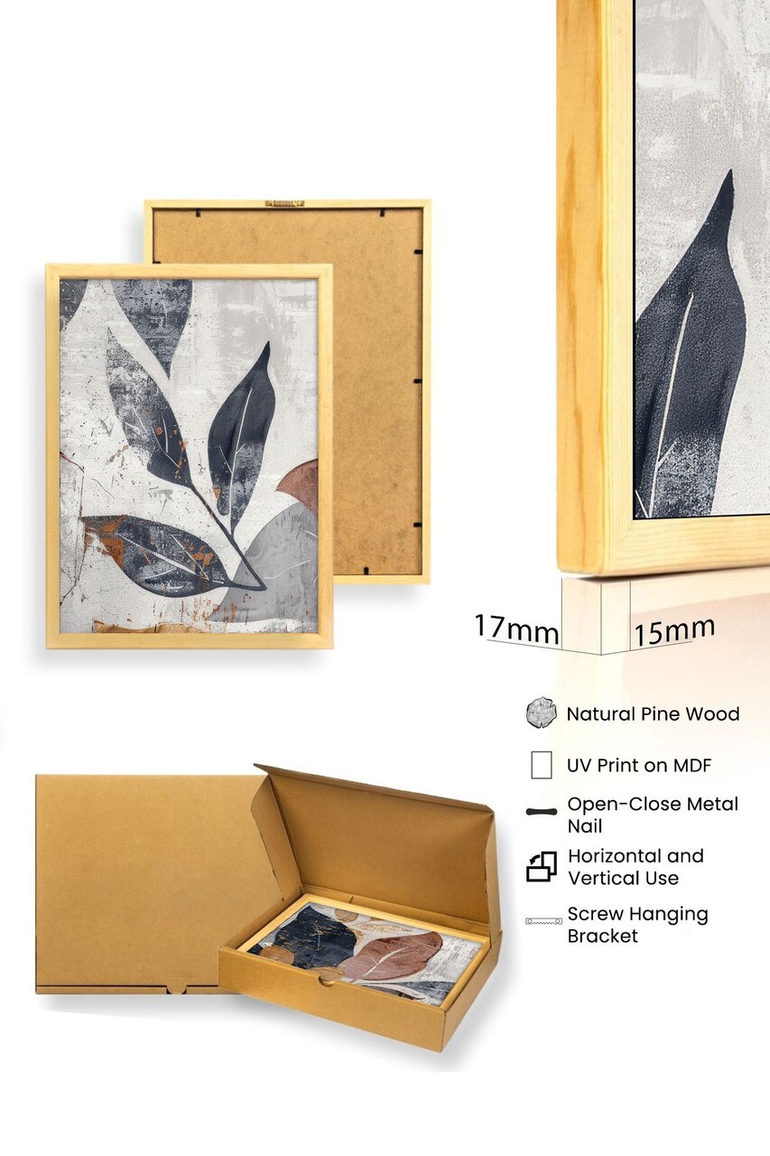 Set 3 tablouri decorative, Huhu467, Cadru: 100% LEMN MASIV (Grosime: 2,5 cm), Multicolor - view 3