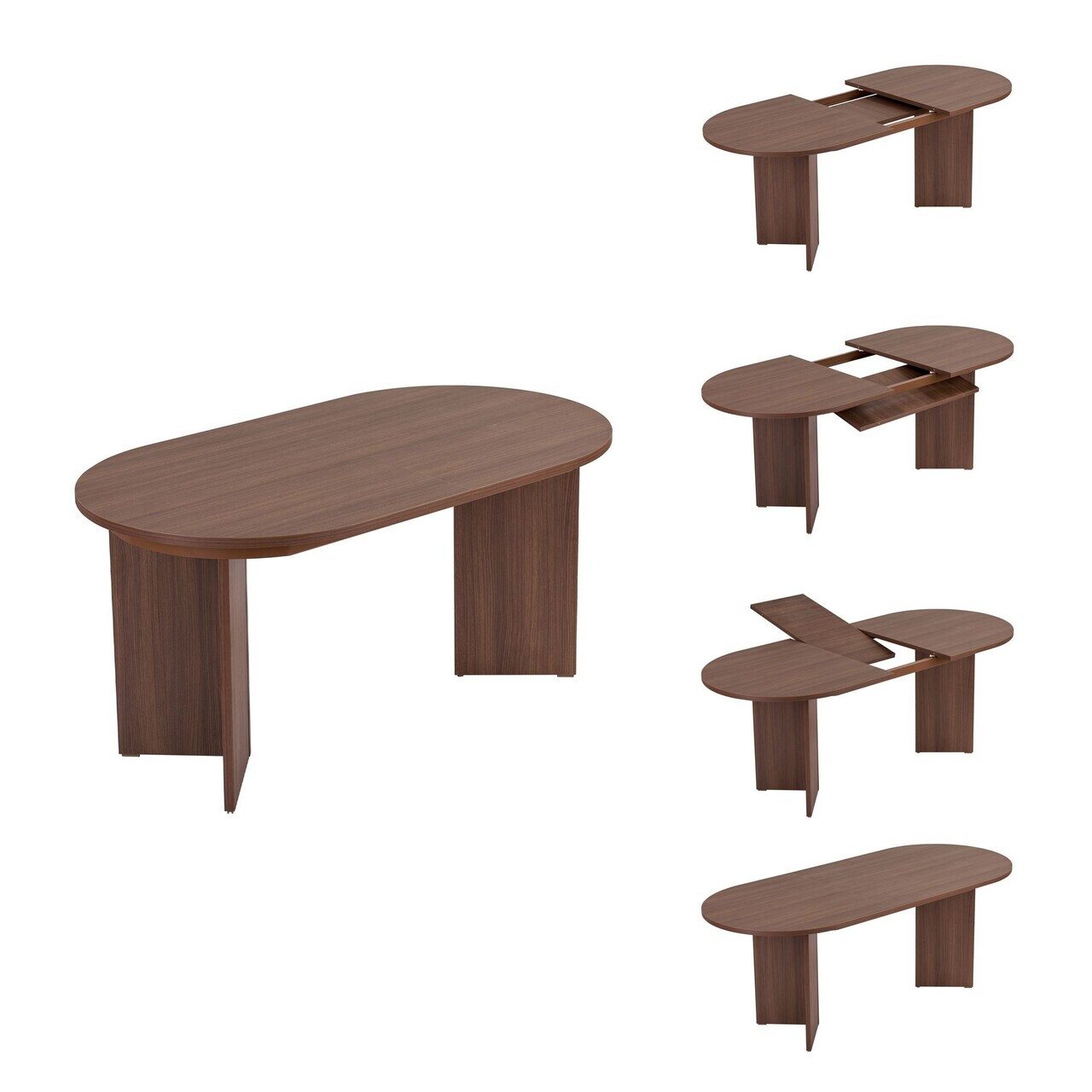 Set masa extensibila si scaune (7 piese), Nordure, Aleria 6, Nuc Milano / Nuc Închis / Verde — imaginea 10