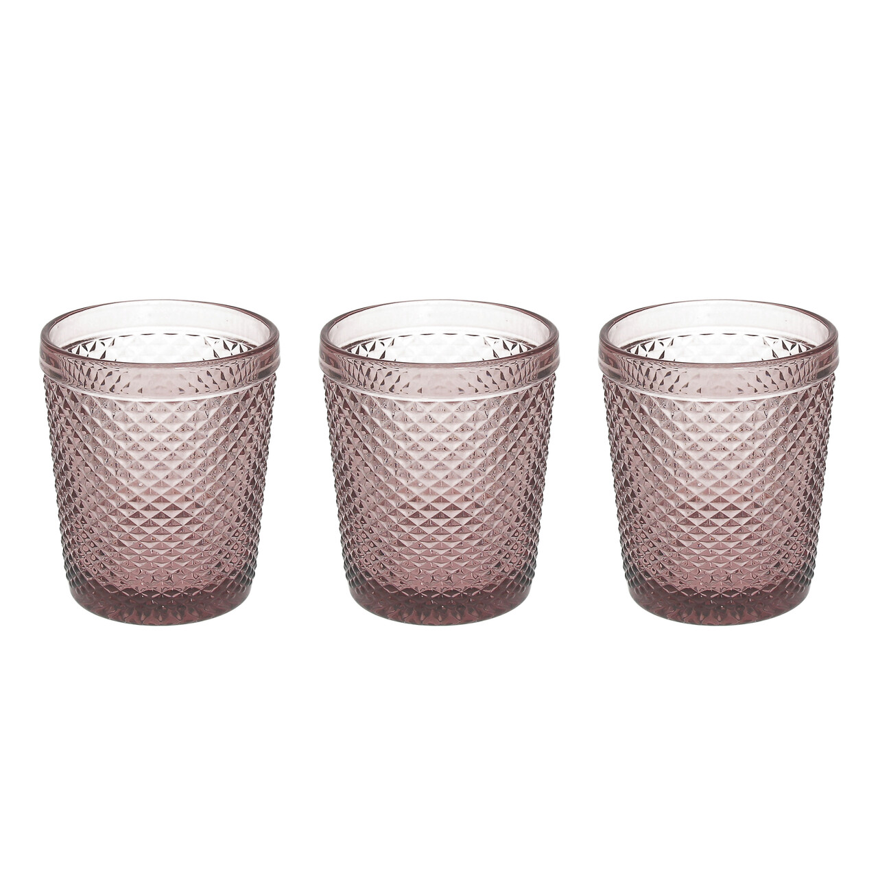 Set 3 pahare Diamante, Tognana Porcellane, 300 ml, sticla, roz