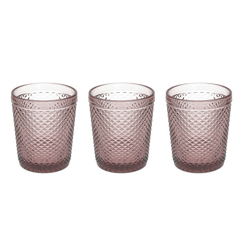 Set 3 pahare Diamante, Tognana Porcellane, 300 ml, sticla, roz