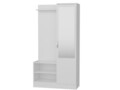 Cuier cu oglinda si pantofar, Furny Home, Dafne, 90 x 170 x 37.1 cm, pal melaminat, alb