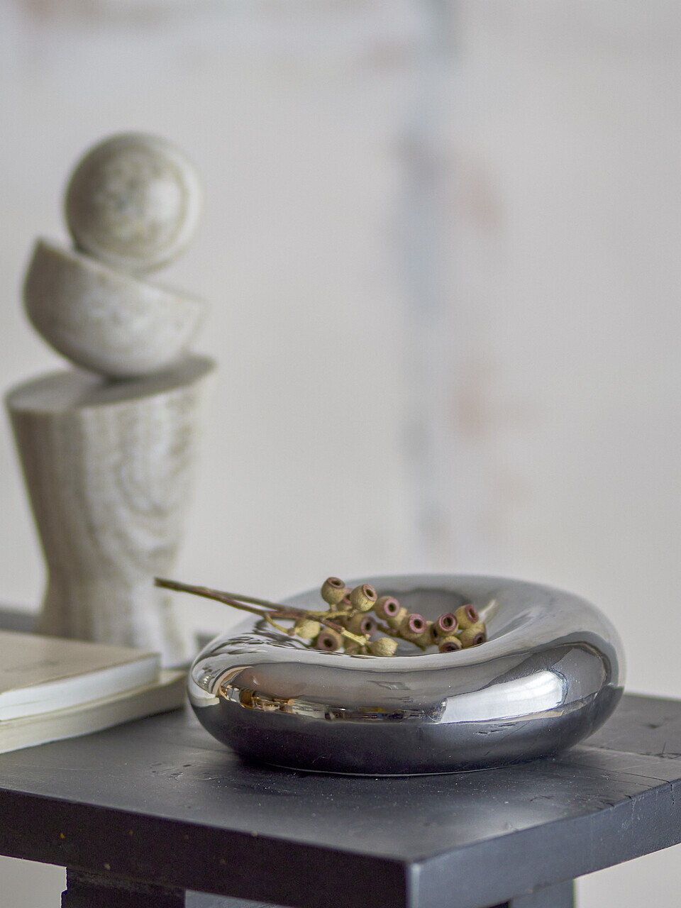 Bol decorativ, Bloomingville, Shine, 18x6 cm, ceramica, argintiu - view 6