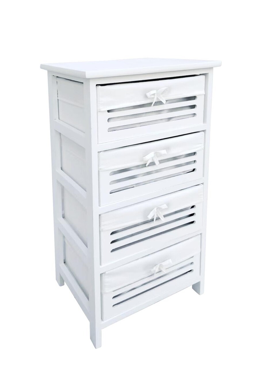 Comoda cu 4 sertare Leny, Bizzotto, 40x29x73 cm, lemn de paulownia/placaj, alb