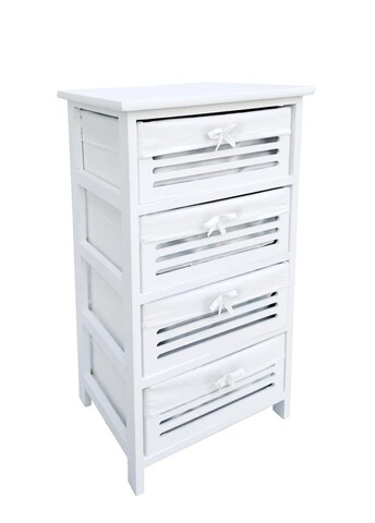 Comoda cu 4 sertare Leny, Bizzotto, 40x29x73 cm, lemn de paulownia/placaj, alb