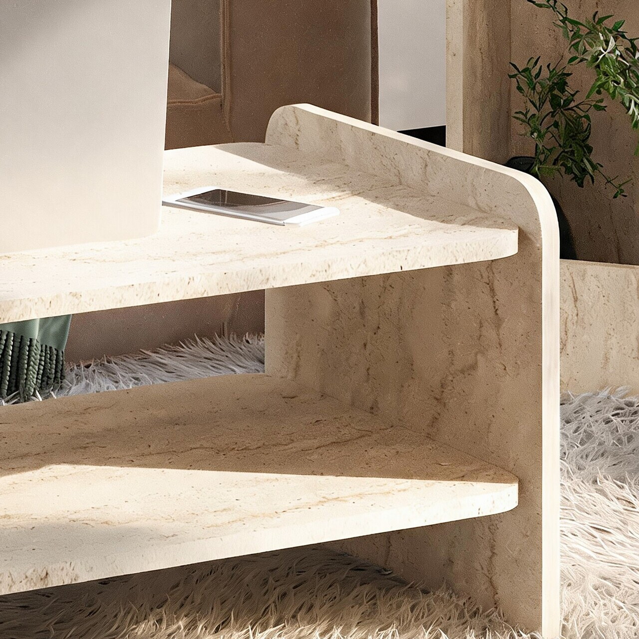 Masuta de cafea, Hanah Home, Amon, Travertin — imaginea 4
