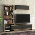 Mobilier living, Tera Home, Piril, 3 corpuri, pal melaminat, nuc/antracit