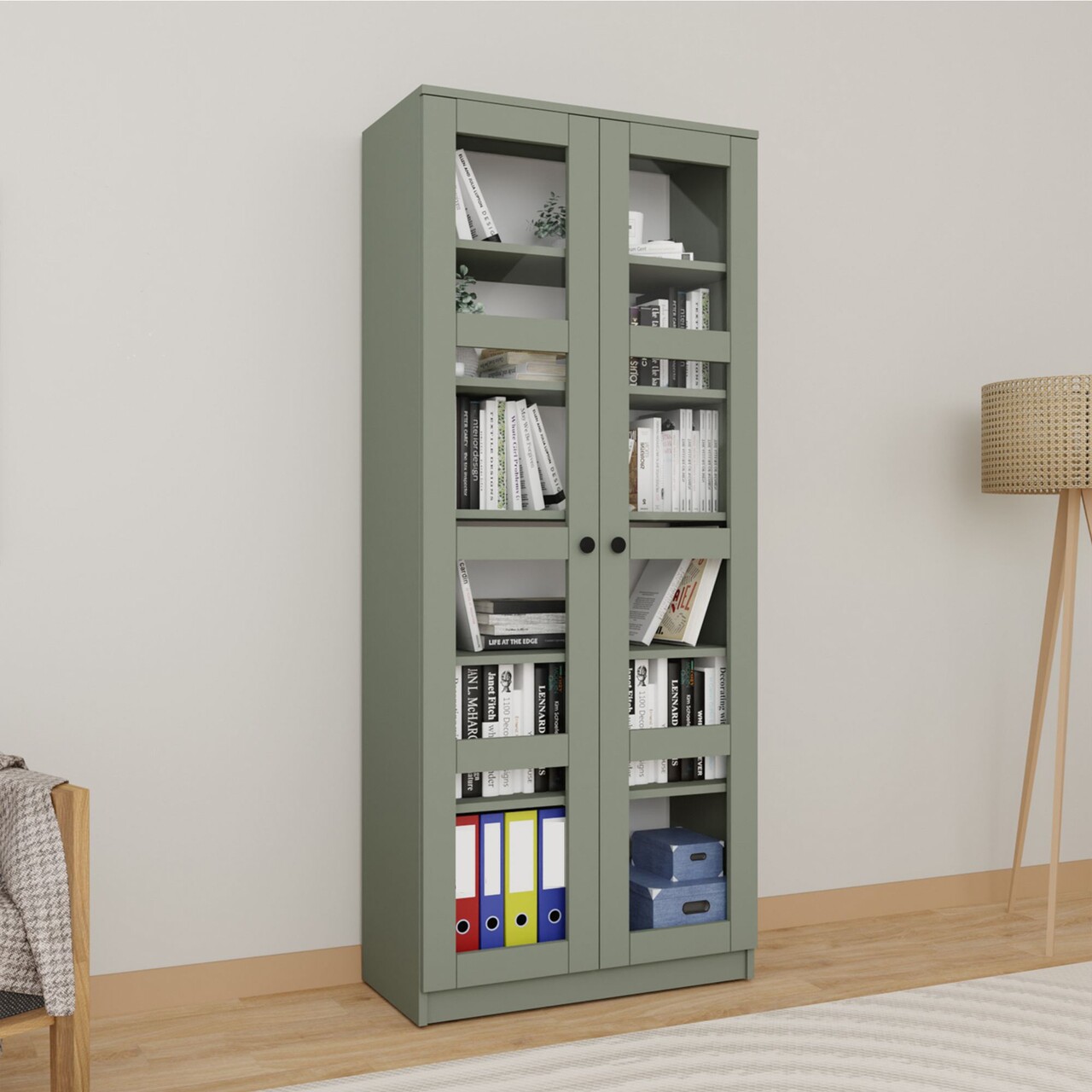Dulap multifunctional, Miwood, Lucas Glass 1600-76, Verde - 1 | YEO