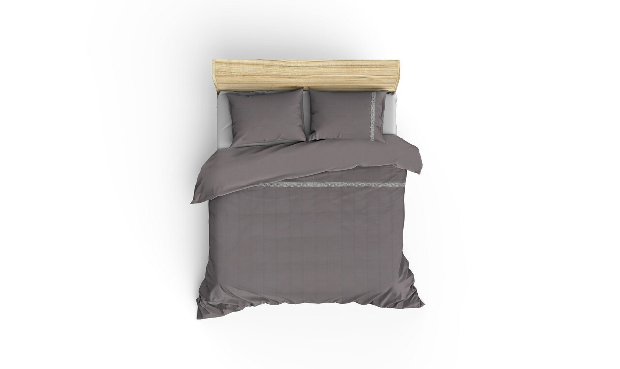 Lenjerie de pat dubla, L'essentiel Maison, Jasmin, Gri - imagine 3