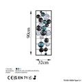 Decoratiune de perete, Camber, Metal, 90 x 32 x 4 cm, Multicolor