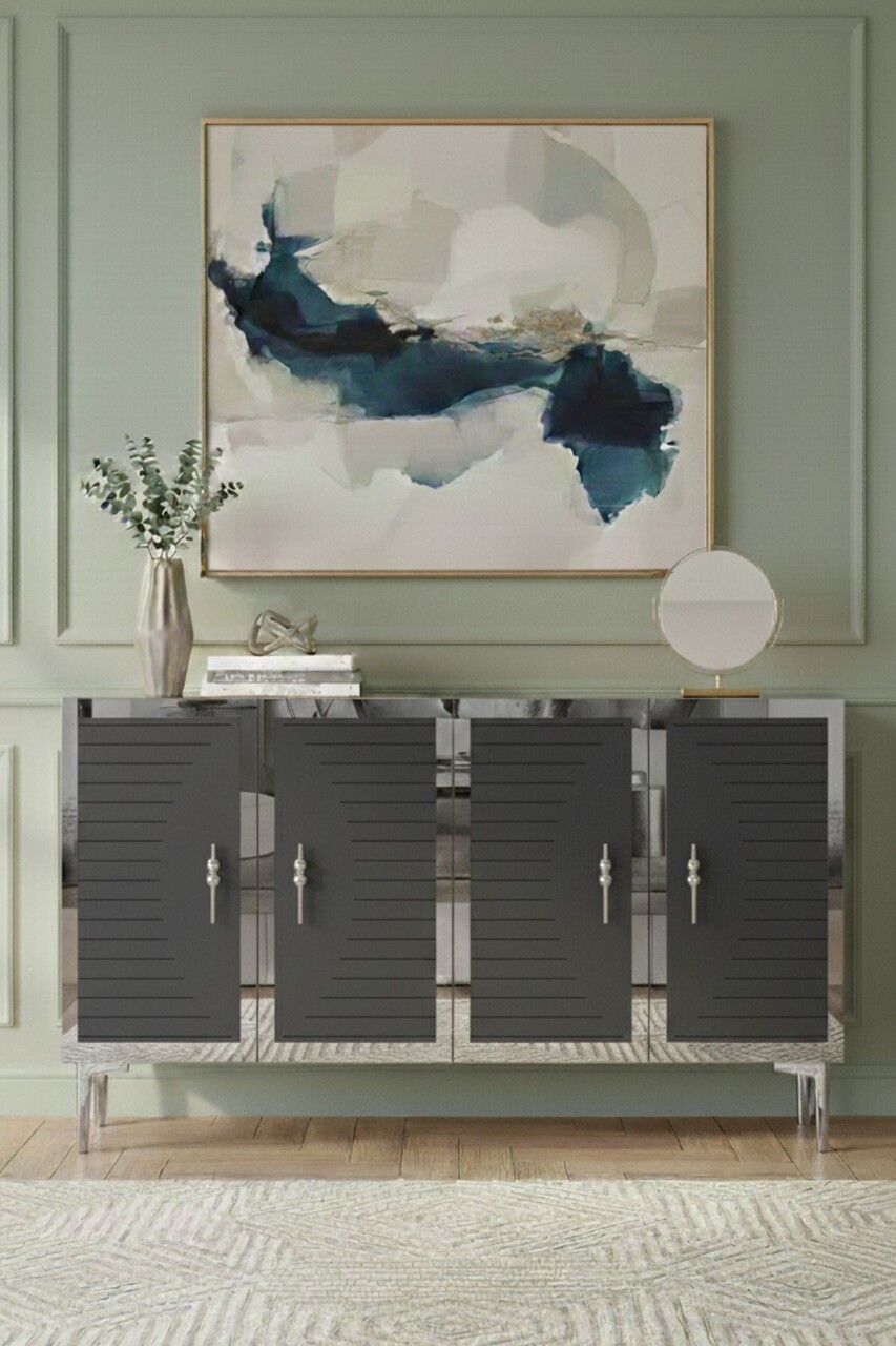 Consola, Hanah Home, Tuna 120, 120x75x32 cm, Antracit / Argintiu - view 2