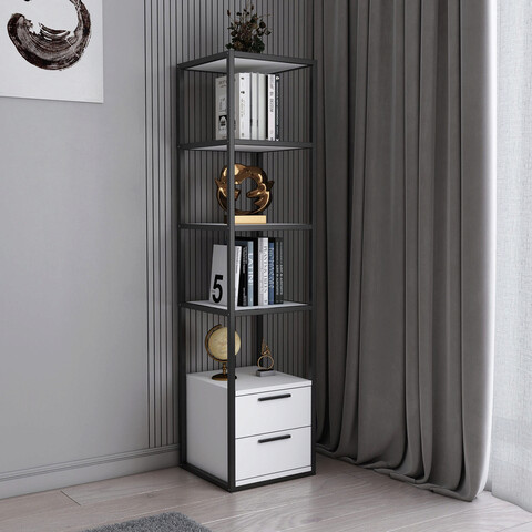 Corp biblioteca, retricy, robbins, 39x39x160 cm, pal, alb negru