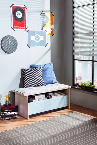 Banca, Çilek, trio ottoman with drawer, 98x43x43 cm, multicolor
