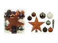 Cutie cu 33 globuri asortate si varf de brad Mixed Star Christmas, Decoris, plastic, multicolor