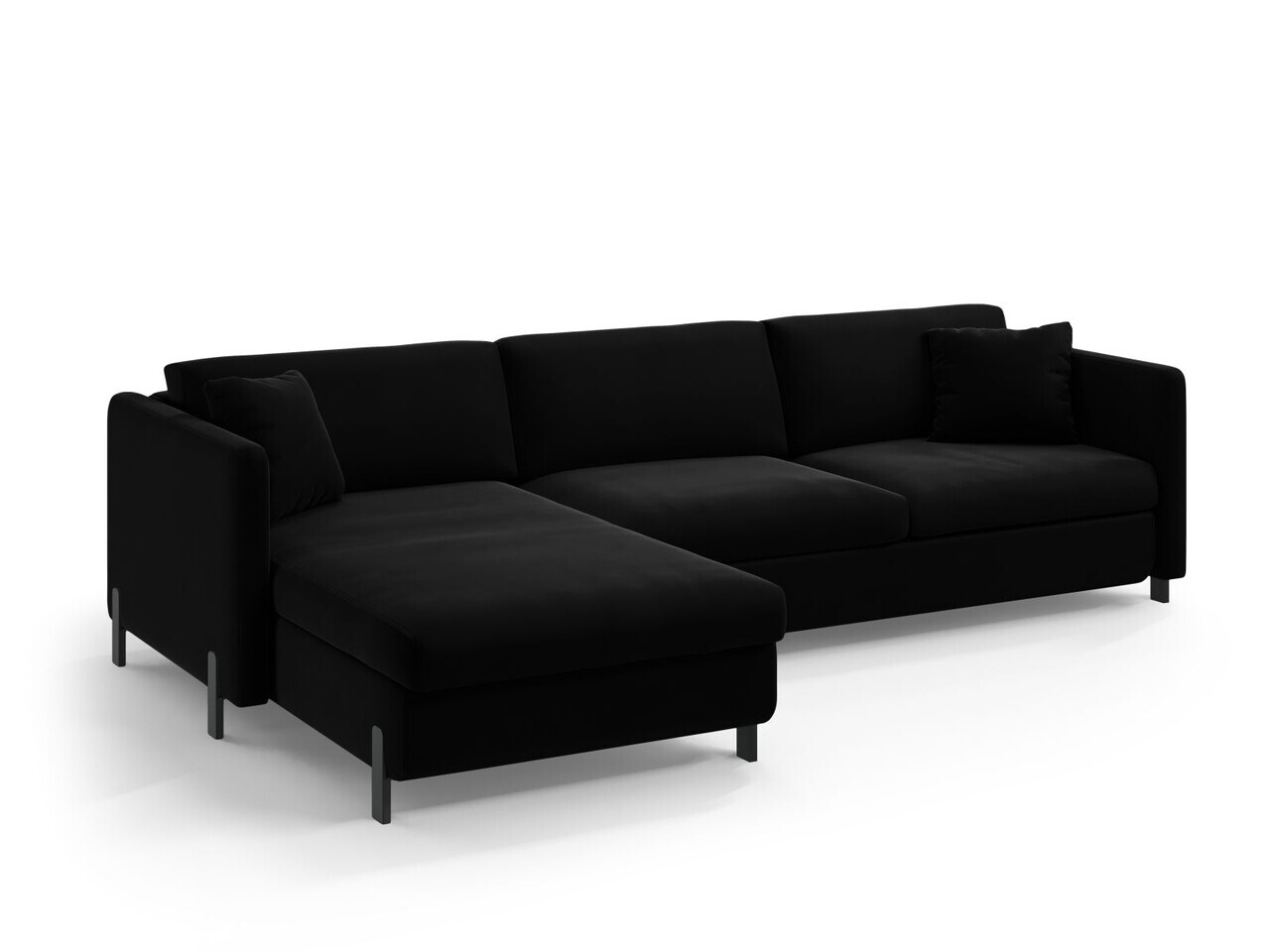 Coltar extensibil stanga 5 locuri, Gloria, Micadoni Home, 286x170x88 cm, catifea, negru — imaginea 3